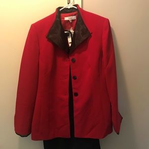 Red and Black 2-Pc "Le Suit" Brand Pantsuit